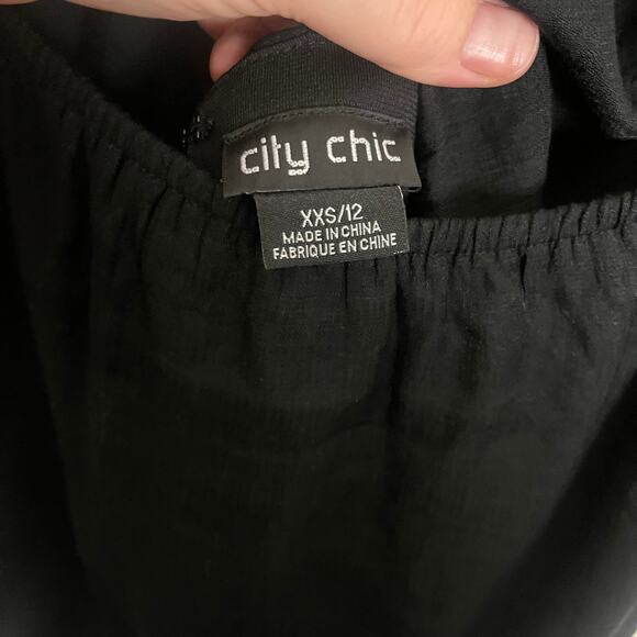 CITY CHIC Trendy Plus Size Black Mini Flirt Off Shoulder Dress Size 12 - Picture 11 of 13